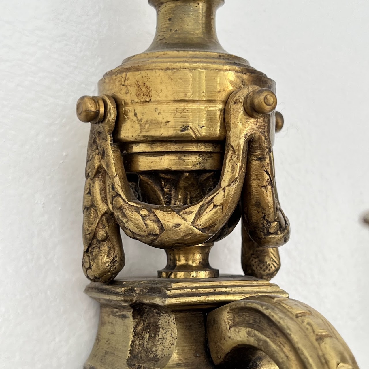 Louis XVI Style Gilt Brass Ram's Head Wall Sconce Pair