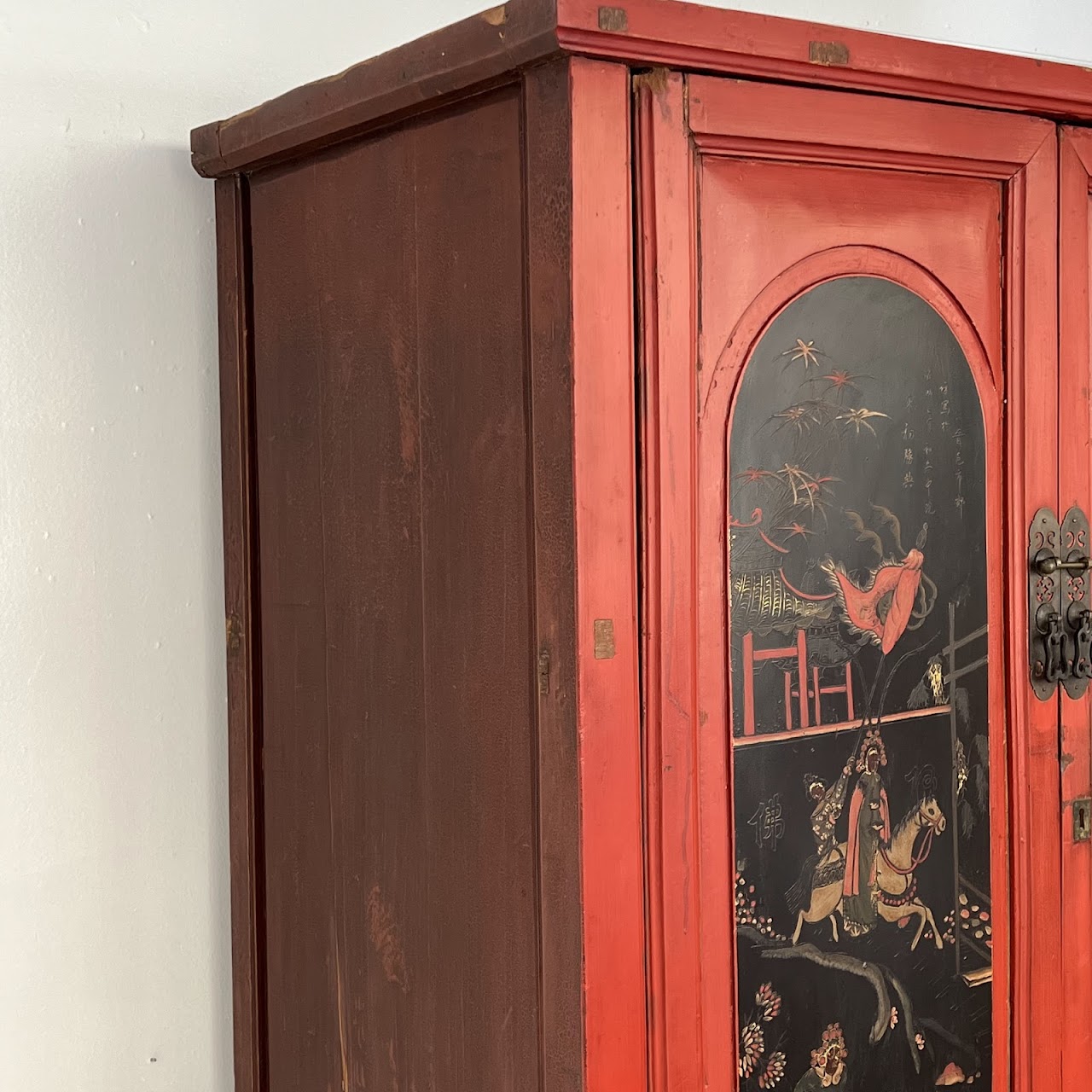 Chinese Lacquered and Hand Painted Vintage Cabinet