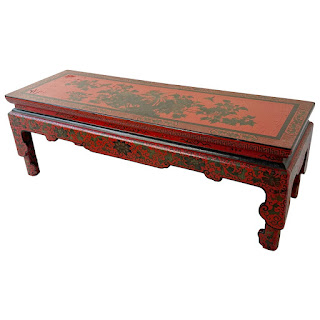 Chinoiserie Lacquered and Hand Painted Vintage Coffee Table