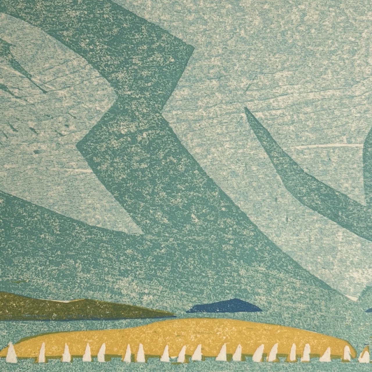 Randi Kjerstad Bull 'Junior Regatta, Oslo Fjord' Signed Norwegian Modernist Woodcut, 1971