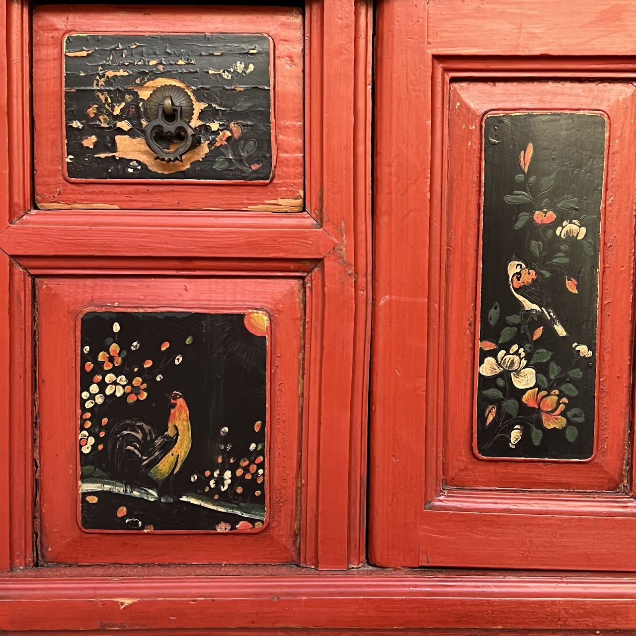 Chinese Lacquered and Hand Painted Vintage Cabinet