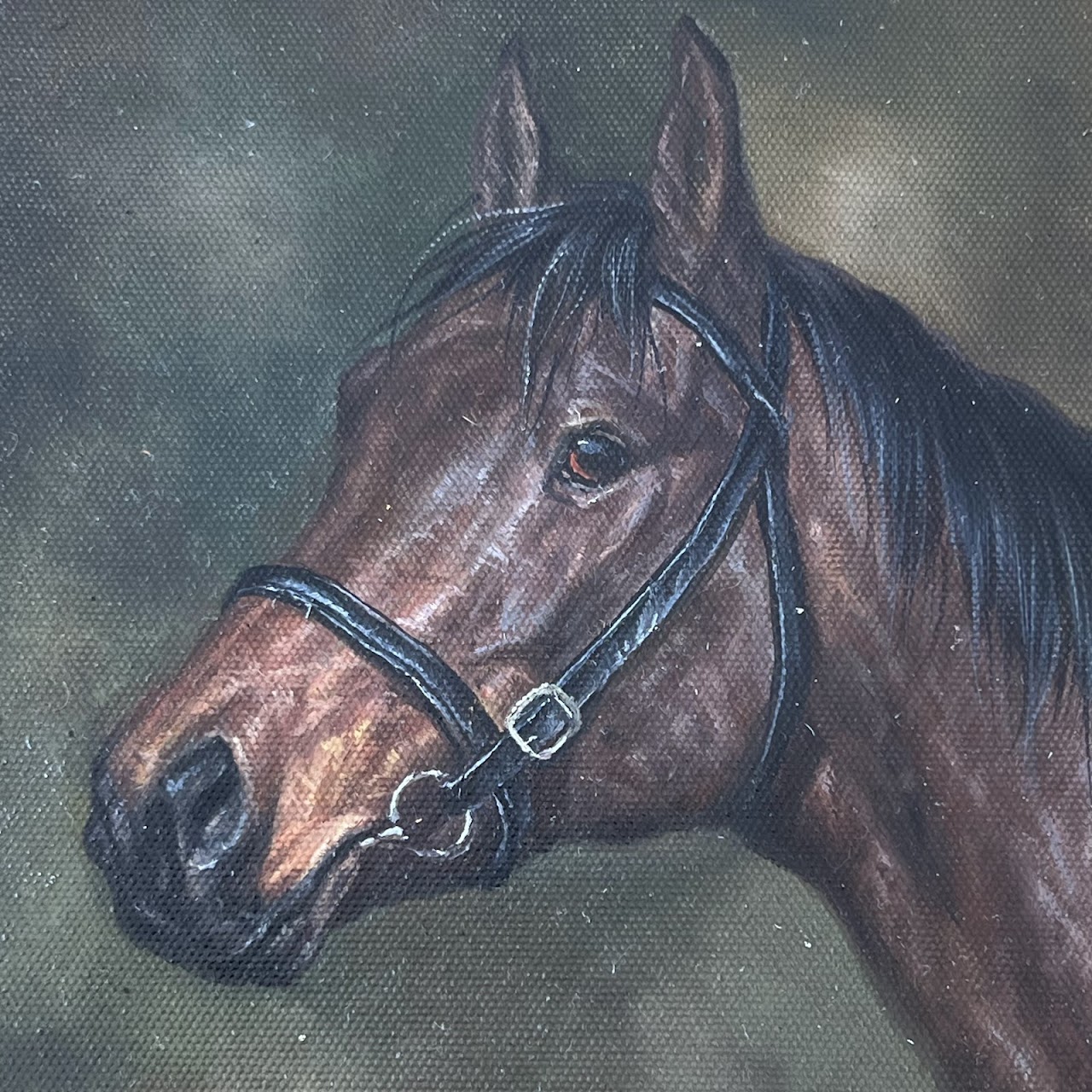 E. Blast Signed Equine Portrait Oil Painting