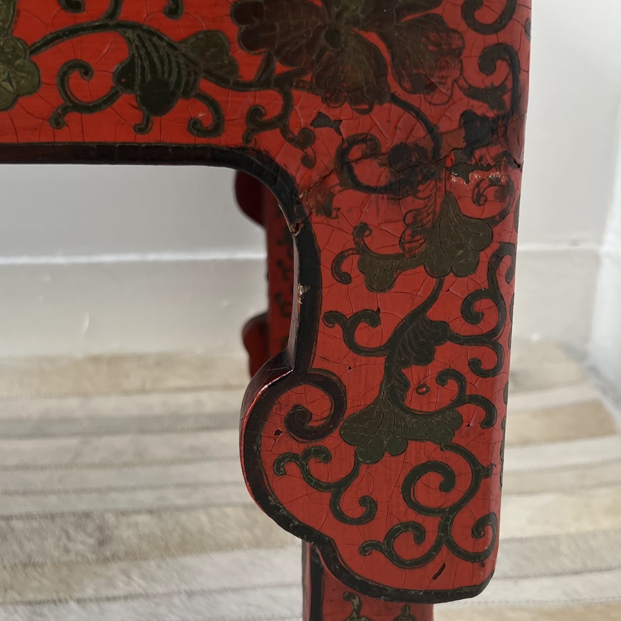 Chinoiserie Lacquered and Hand Painted Vintage Coffee Table