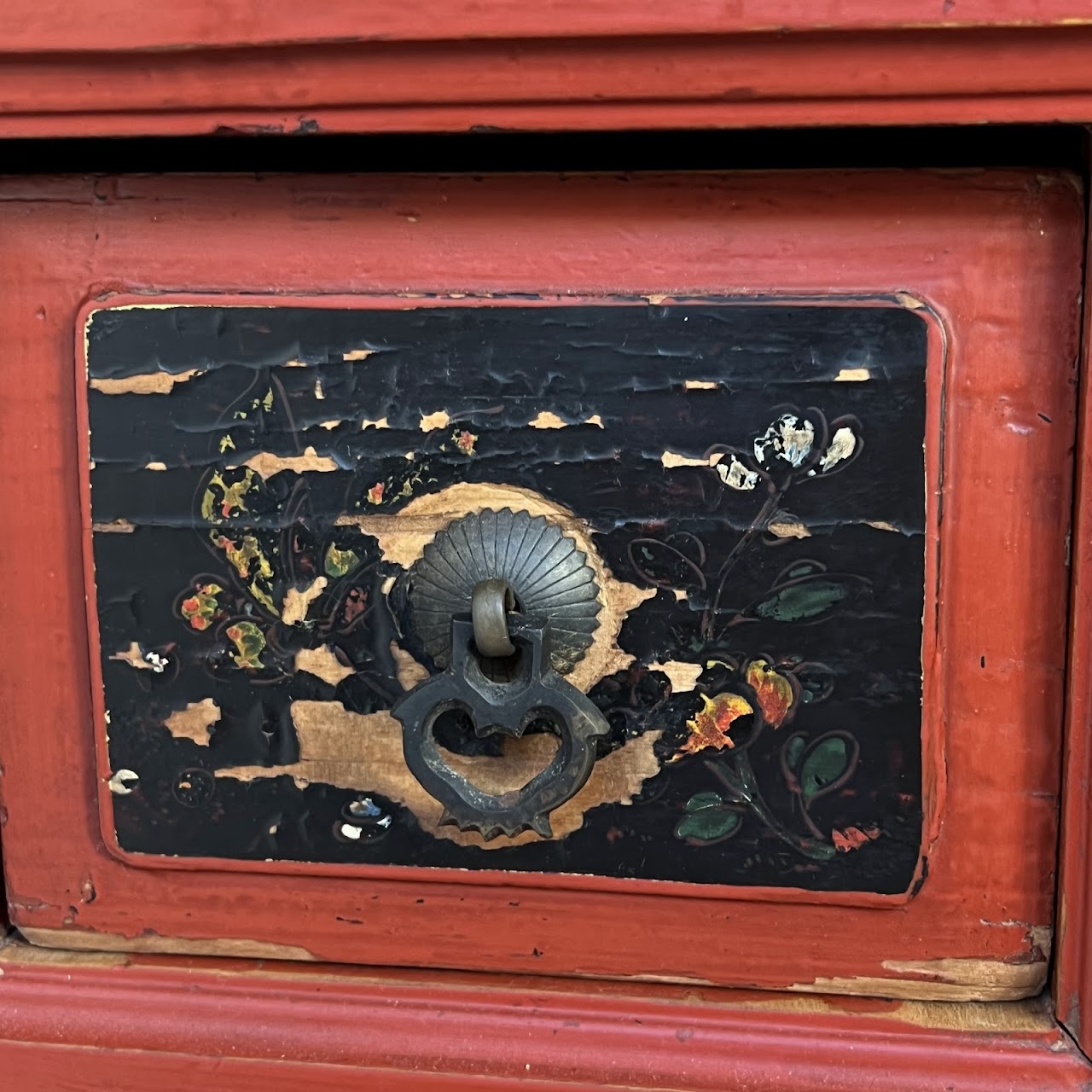 Chinese Lacquered and Hand Painted Vintage Cabinet