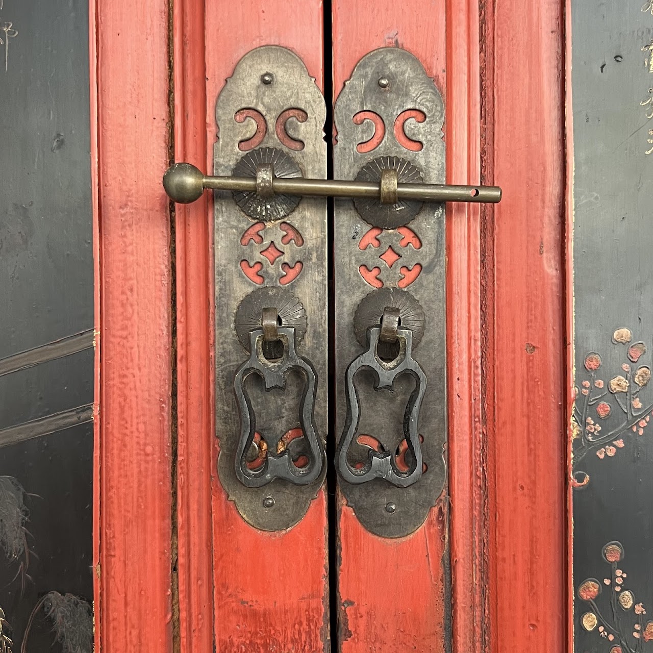 Chinese Lacquered and Hand Painted Vintage Cabinet