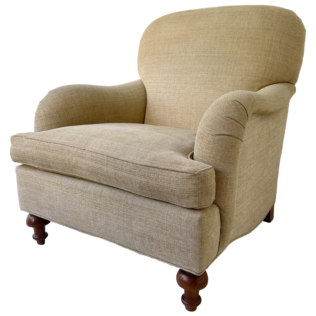 English Roll-Arm Tweed Armchair #1