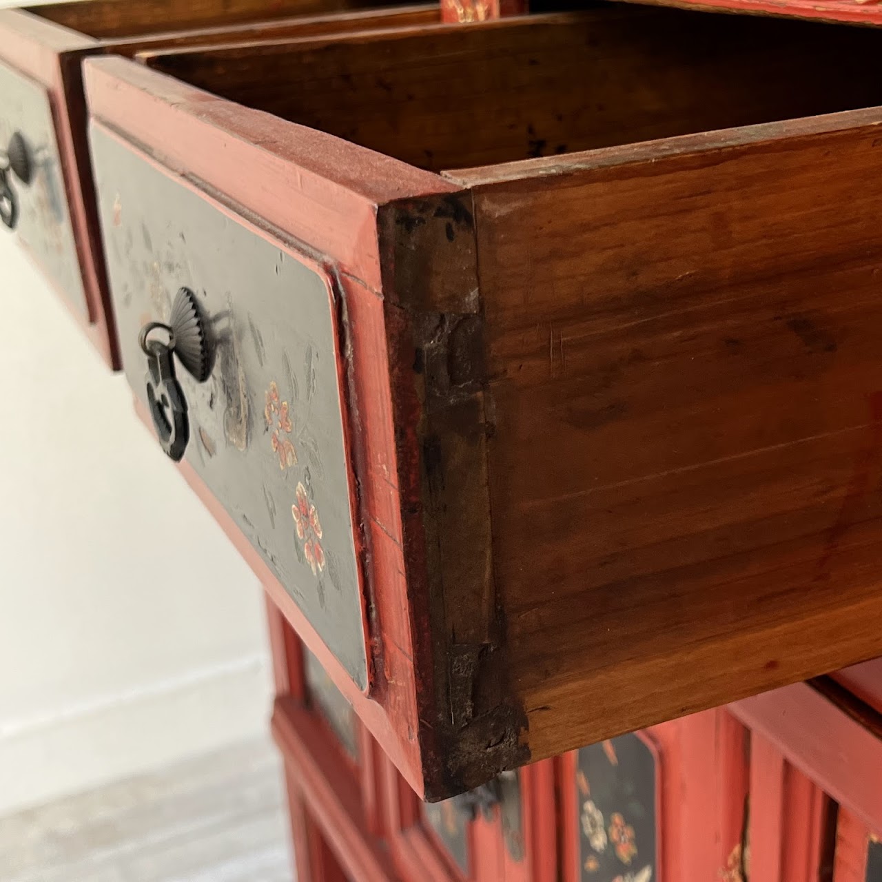 Chinese Lacquered and Hand Painted Vintage Cabinet