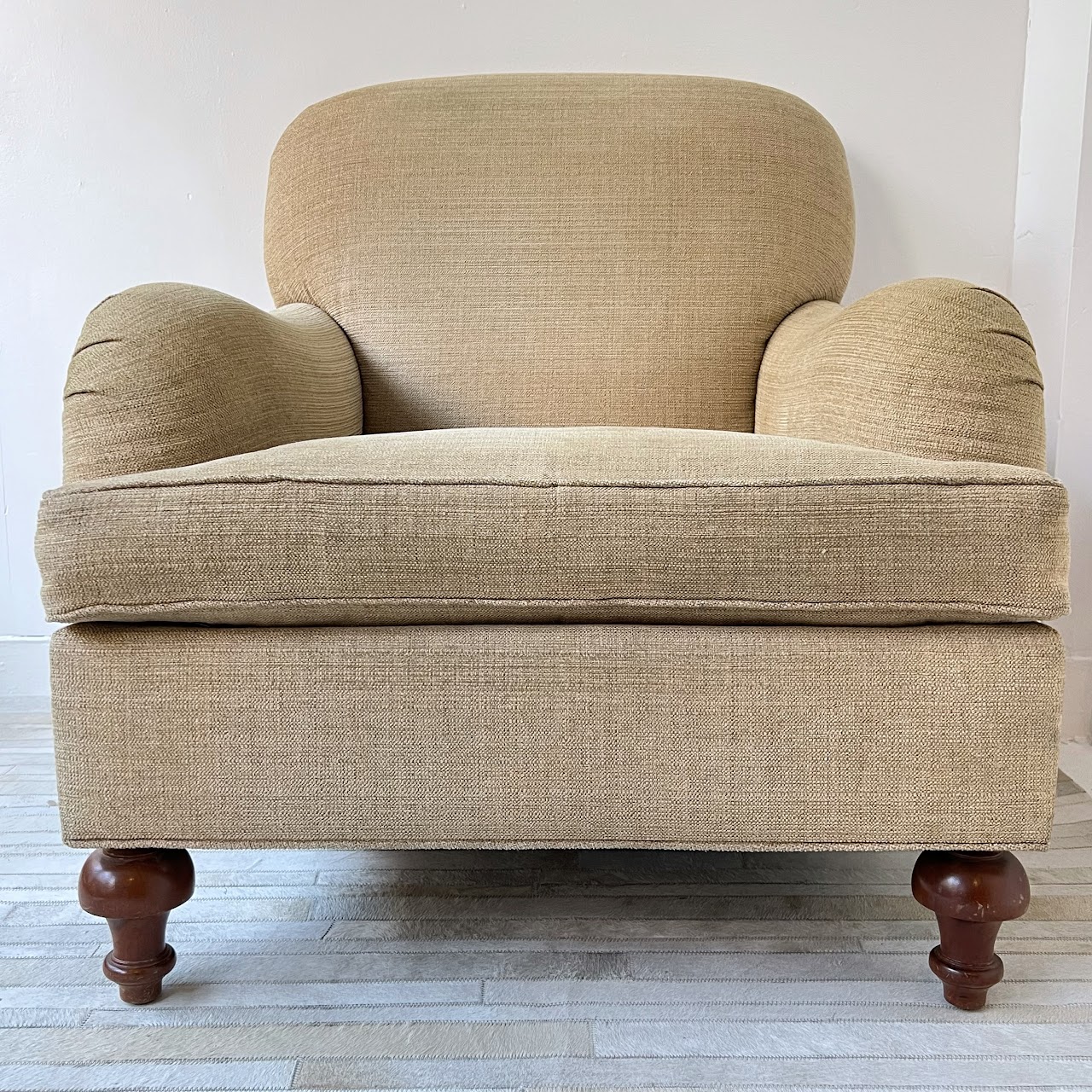 English Roll-Arm Tweed Armchair #2