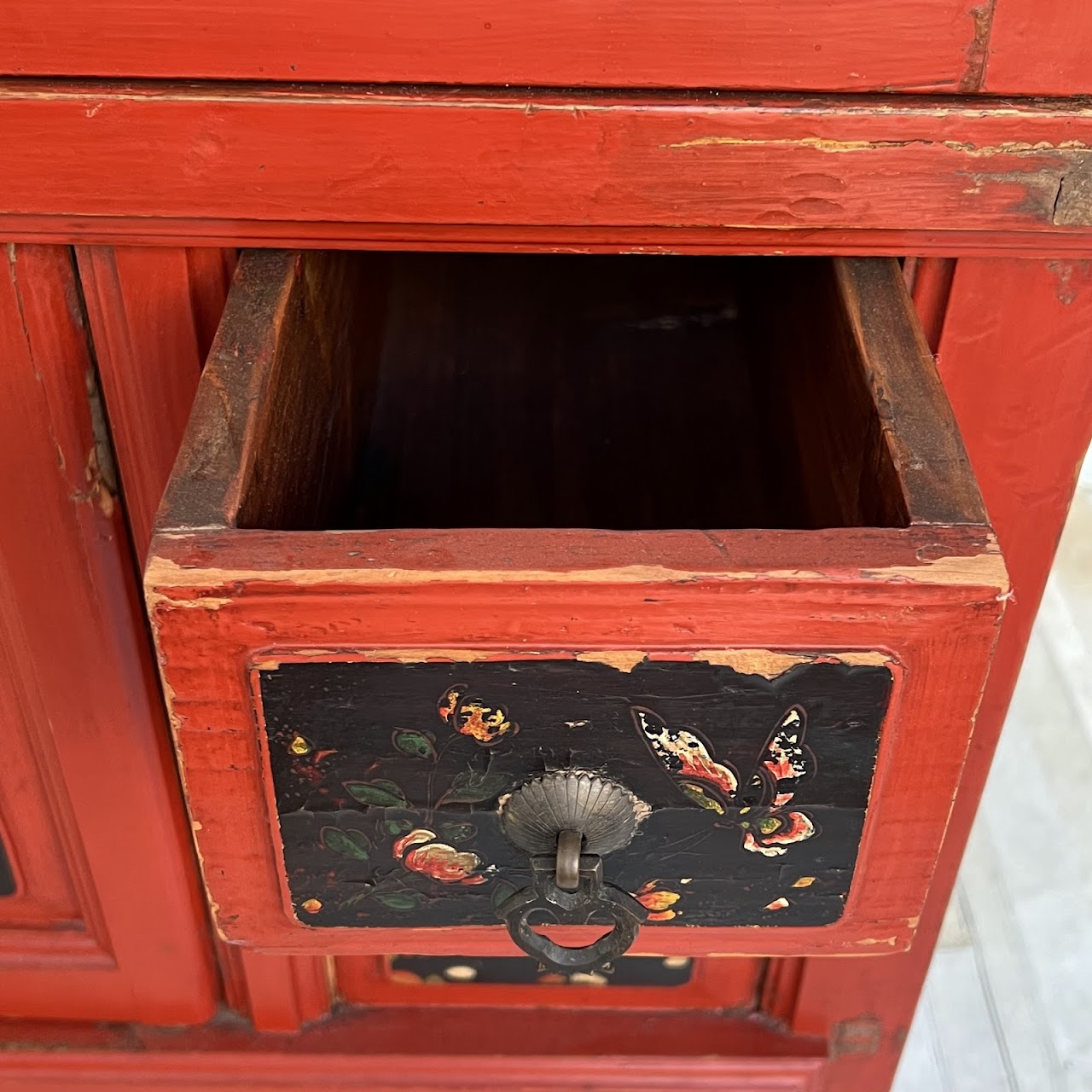 Chinese Lacquered and Hand Painted Vintage Cabinet