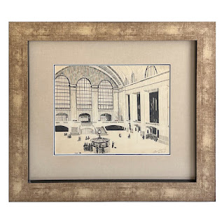 F. Boucher Signed Grand Central Terminal Ink Drawing, 1916