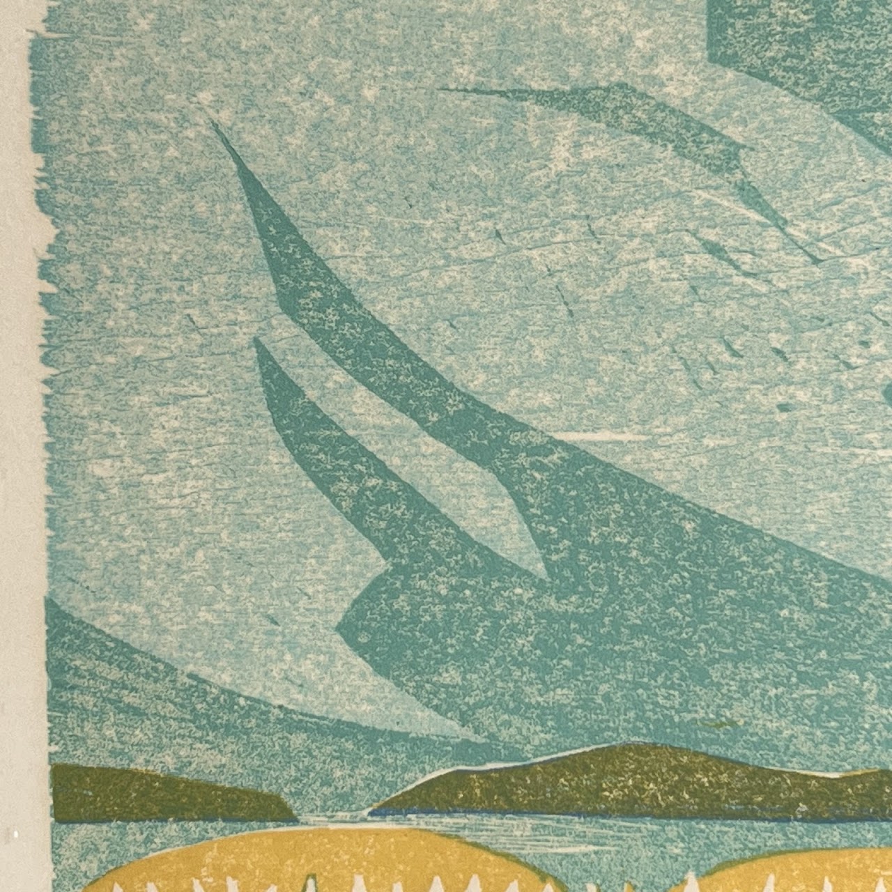 Randi Kjerstad Bull 'Junior Regatta, Oslo Fjord' Signed Norwegian Modernist Woodcut, 1971