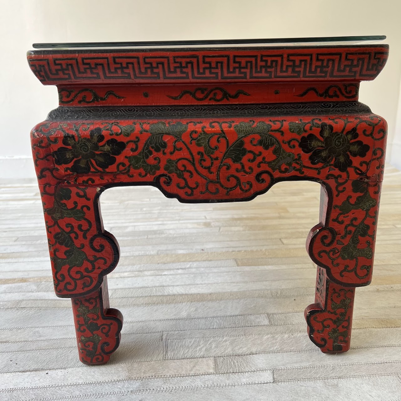 Chinoiserie Lacquered and Hand Painted Vintage Coffee Table