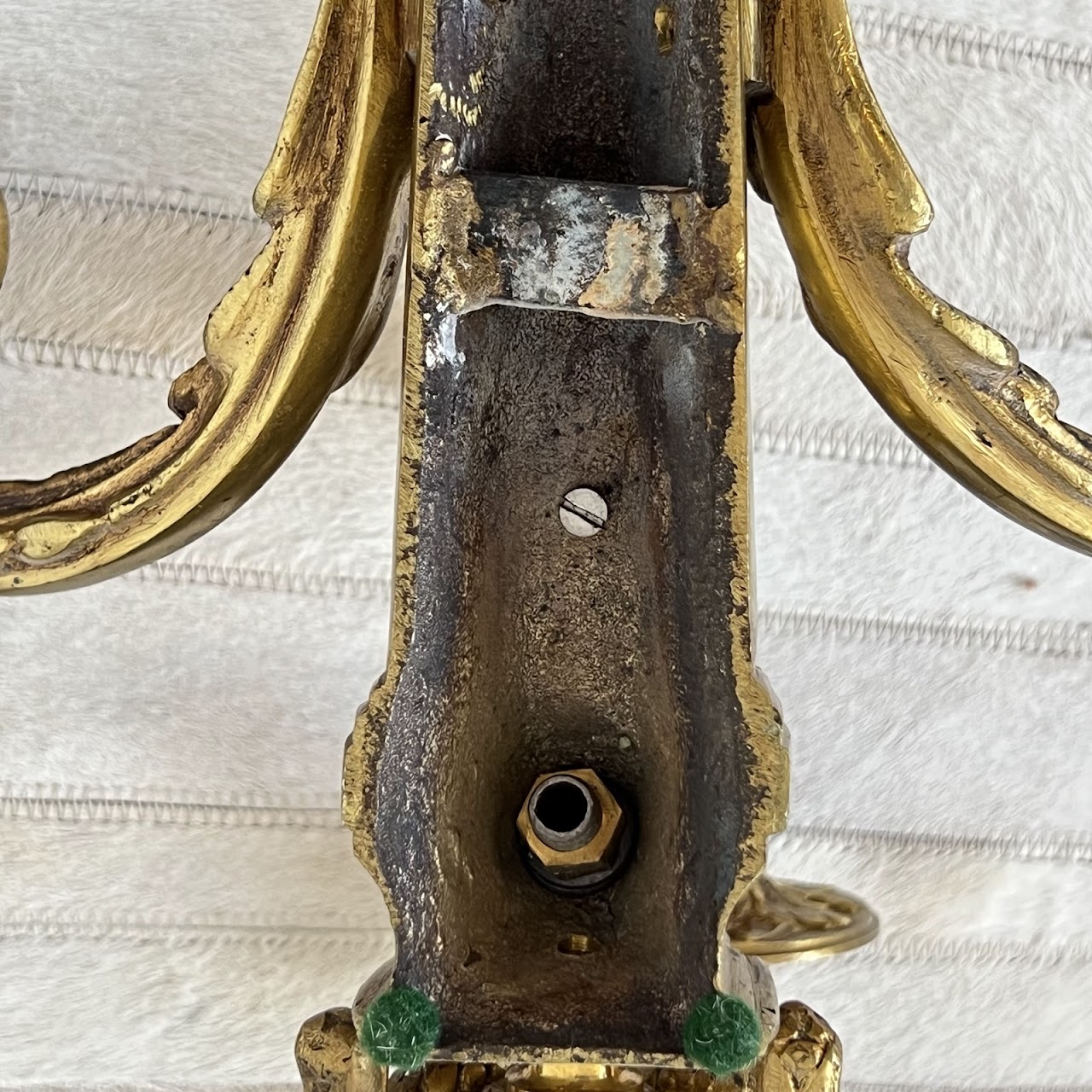 Louis XVI Style Gilt Brass Ram's Head Wall Sconce Pair