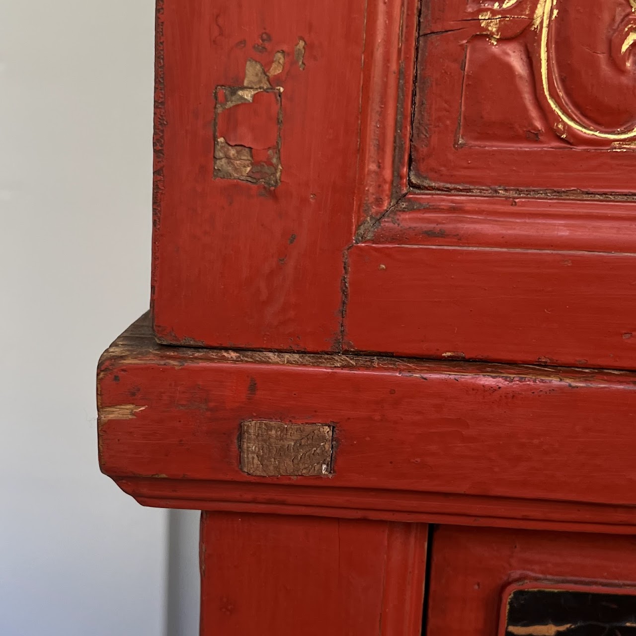 Chinese Lacquered and Hand Painted Vintage Cabinet