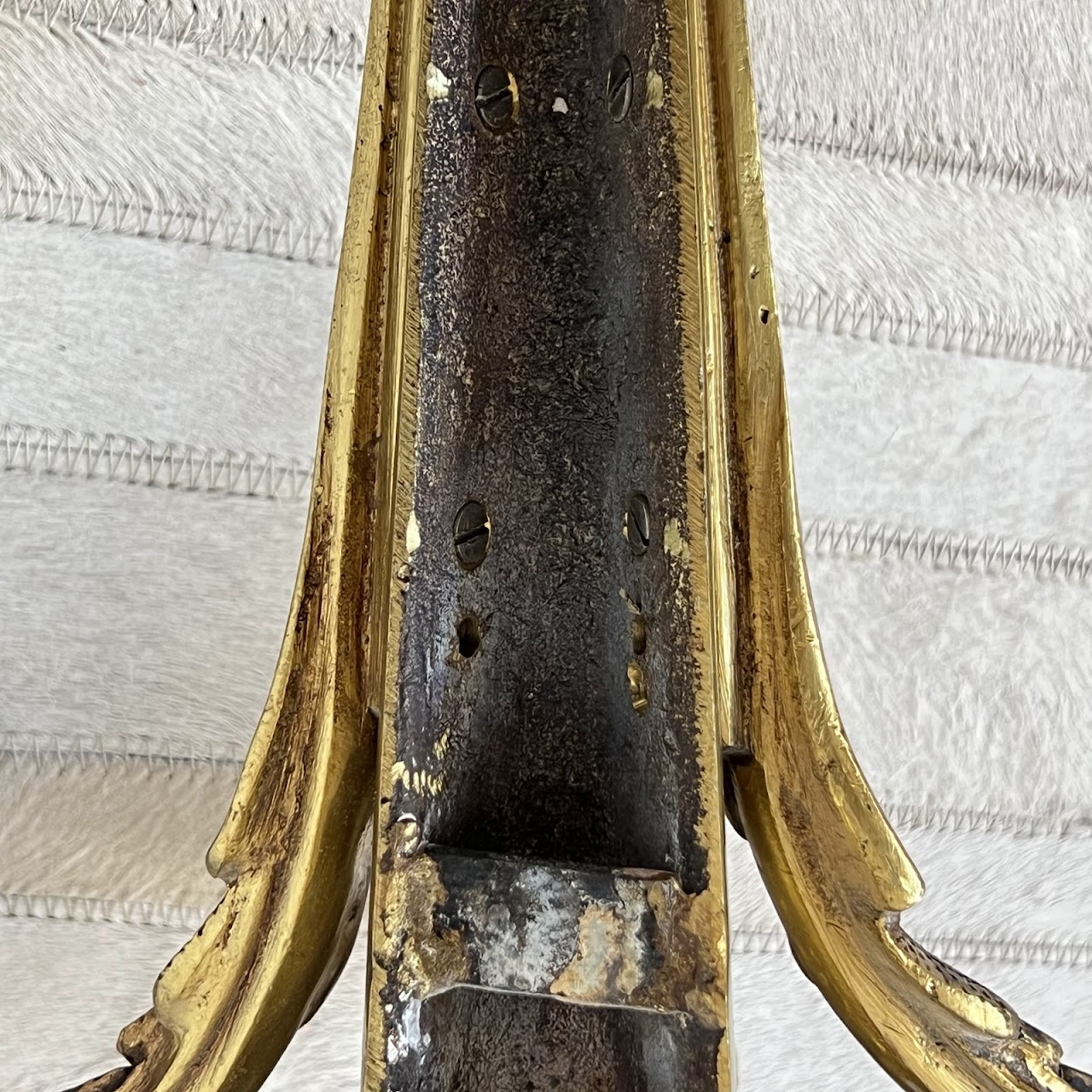 Louis XVI Style Gilt Brass Ram's Head Wall Sconce Pair