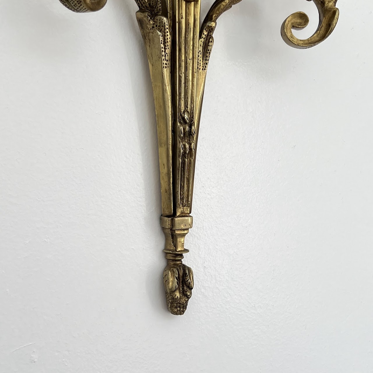 Louis XVI Style Gilt Brass Ram's Head Wall Sconce Pair