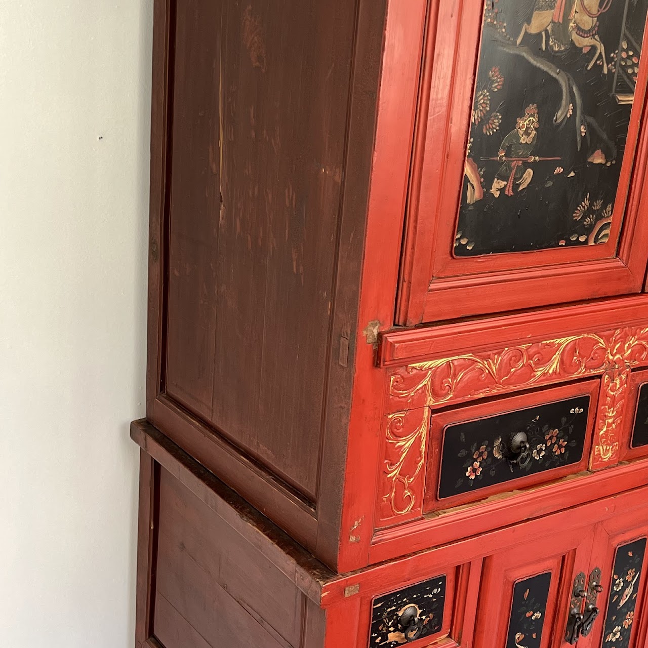 Chinese Lacquered and Hand Painted Vintage Cabinet