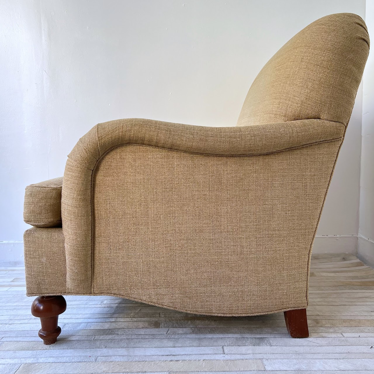 English Roll-Arm Tweed Armchair #1