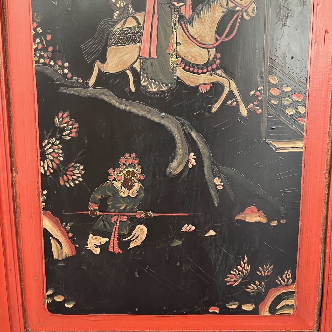 Chinese Lacquered and Hand Painted Vintage Cabinet