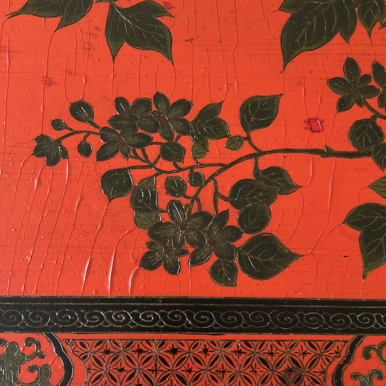 Chinoiserie Lacquered and Hand Painted Vintage Coffee Table