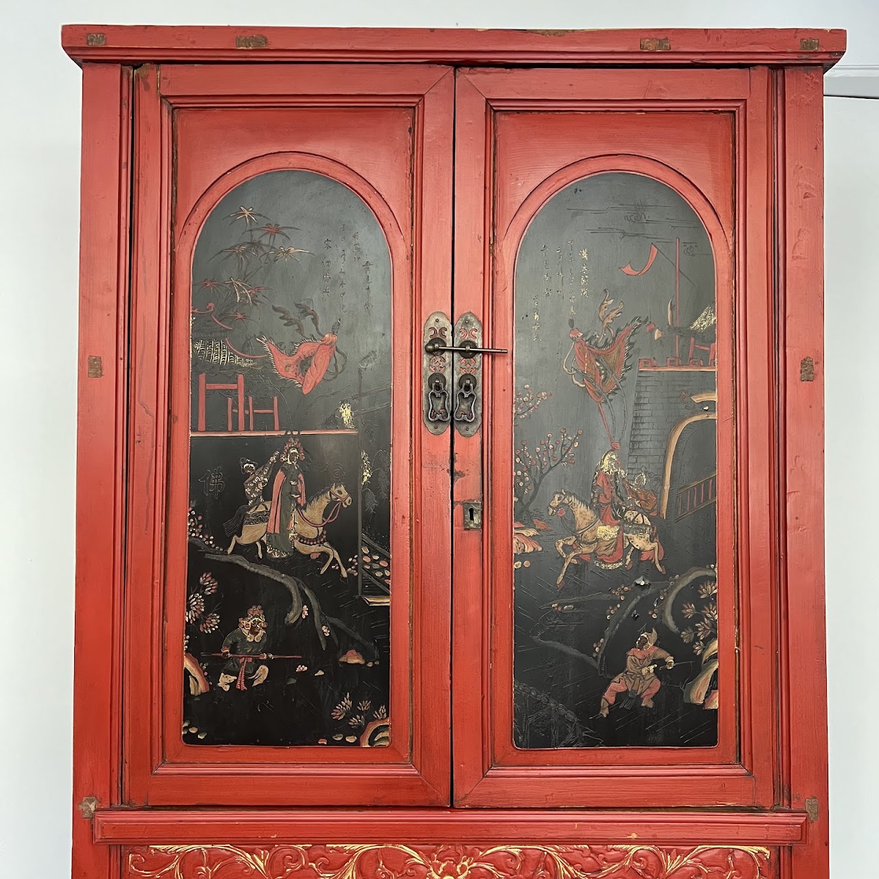 Chinese Lacquered and Hand Painted Vintage Cabinet