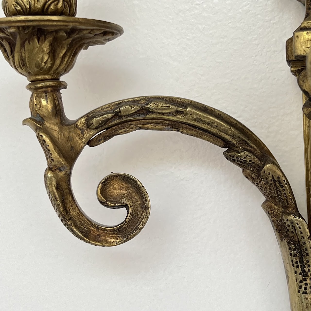 Louis XVI Style Gilt Brass Ram's Head Wall Sconce Pair