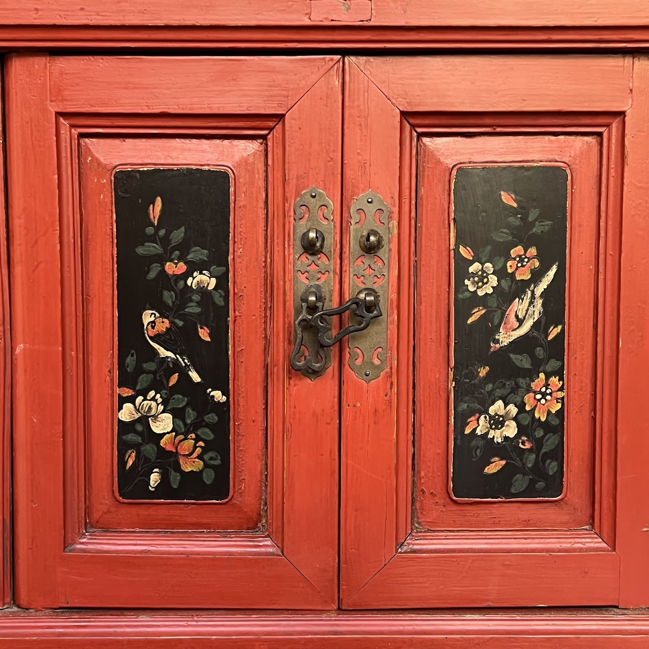 Chinese Lacquered and Hand Painted Vintage Cabinet