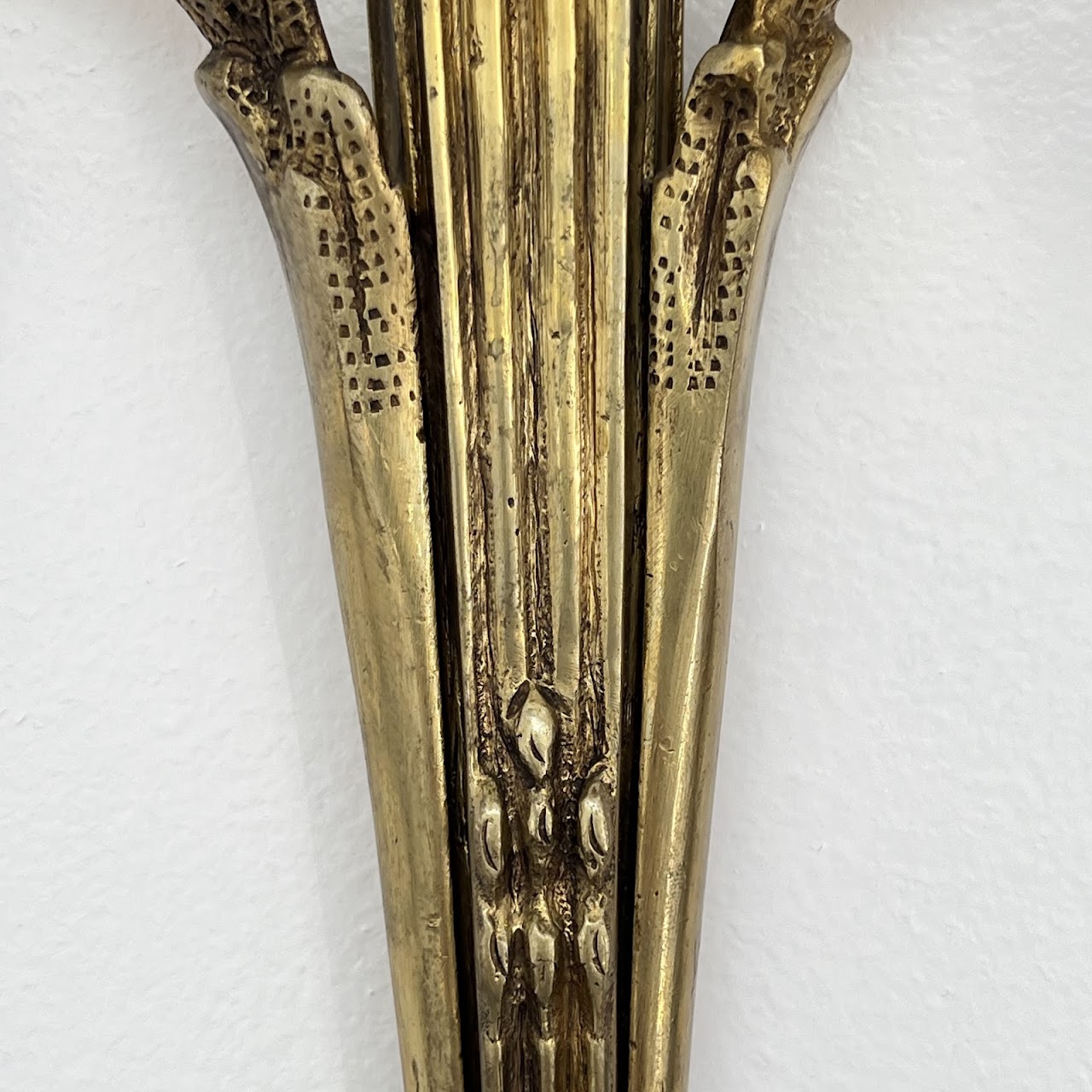 Louis XVI Style Gilt Brass Ram's Head Wall Sconce Pair