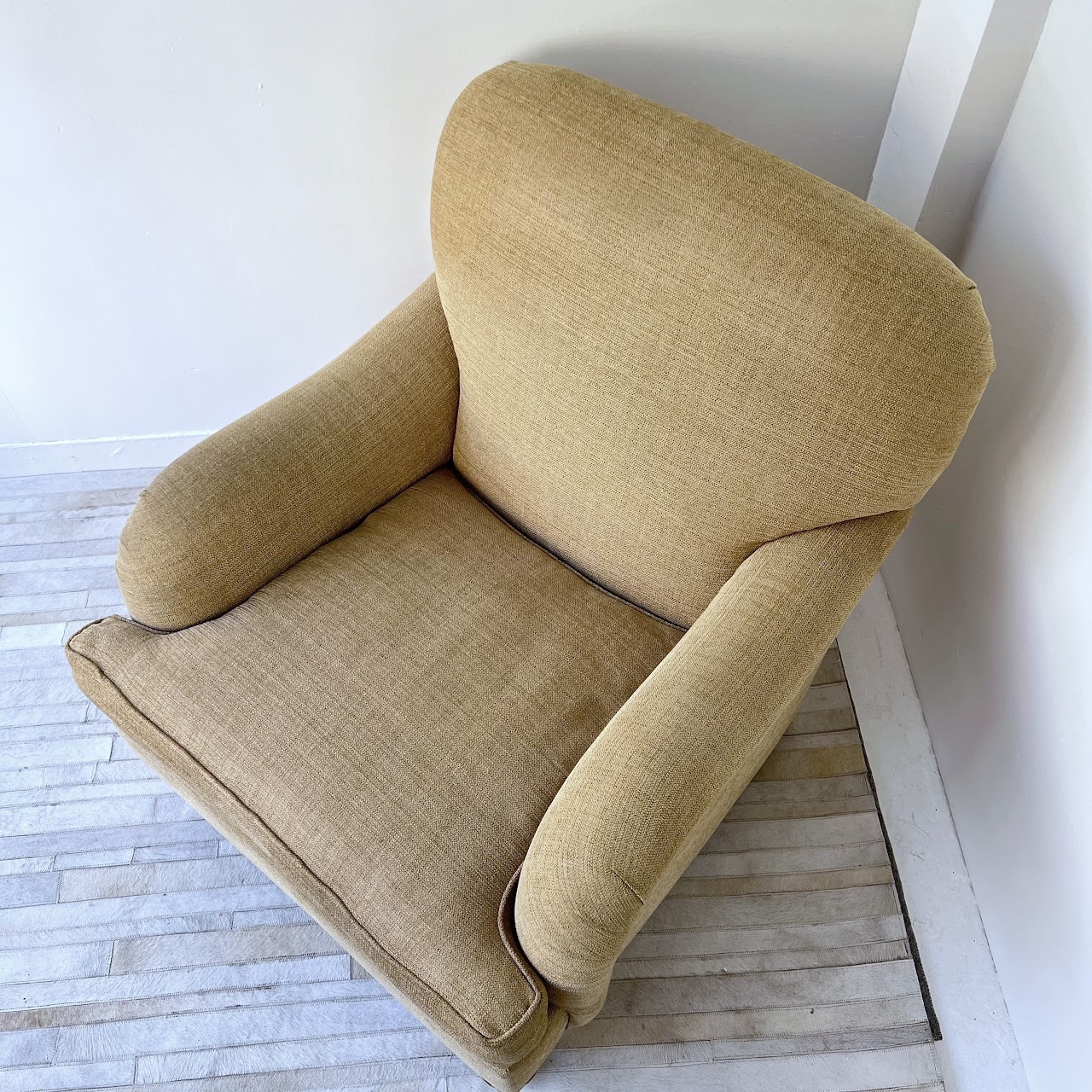 English Roll-Arm Tweed Armchair #1