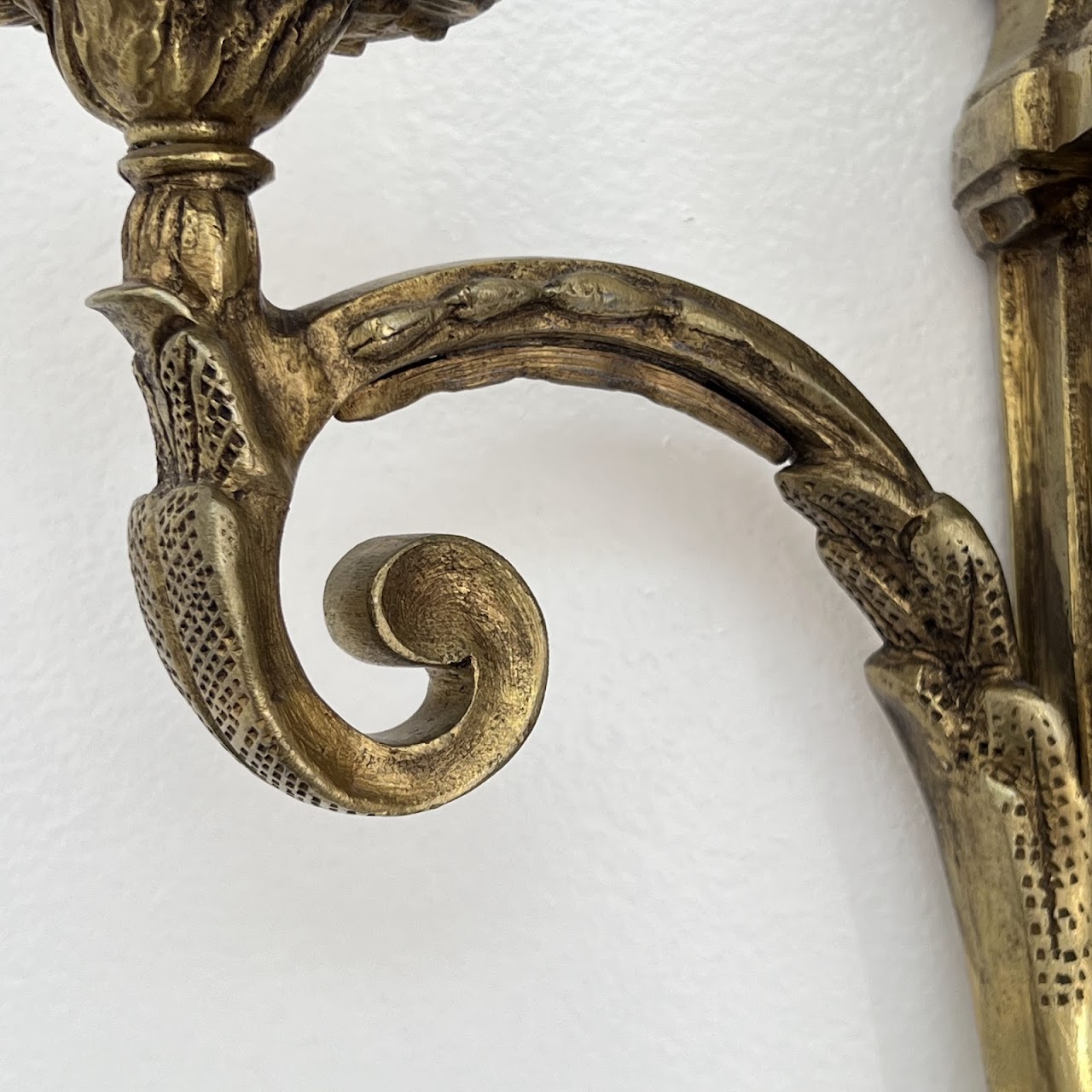 Louis XVI Style Gilt Brass Ram's Head Wall Sconce Pair