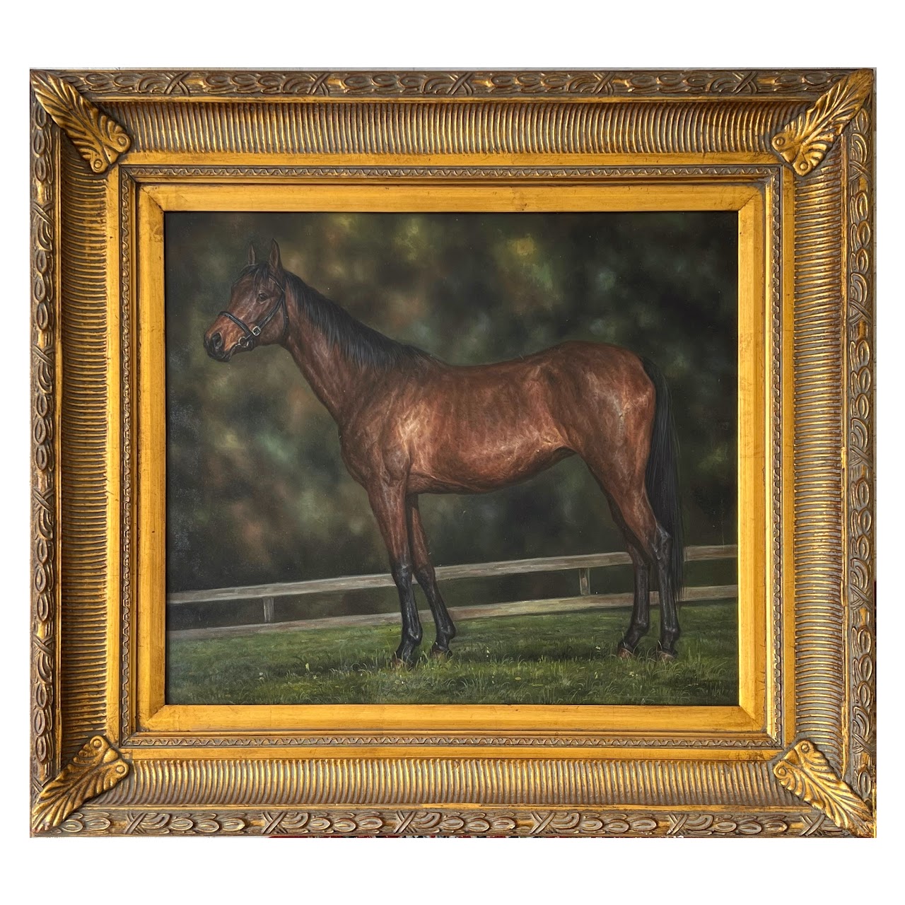 E. Blast Signed Equine Portrait Oil Painting