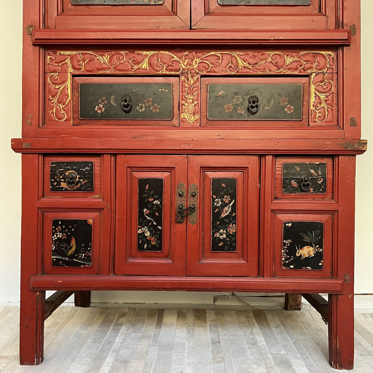 Chinese Lacquered and Hand Painted Vintage Cabinet