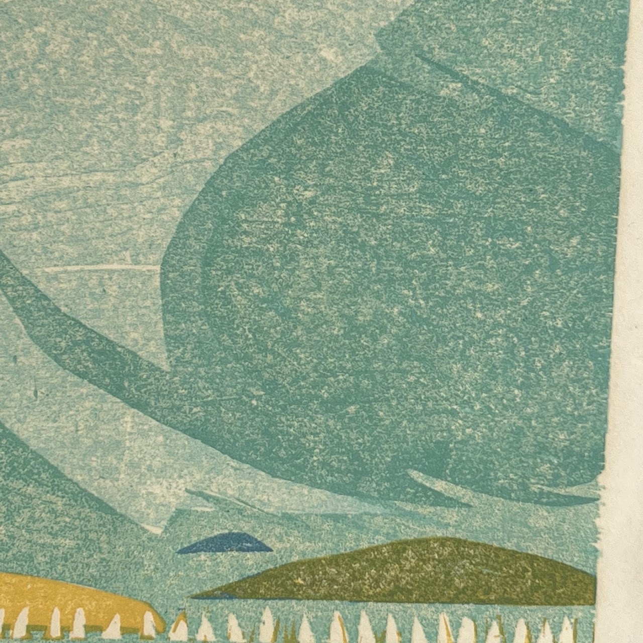 Randi Kjerstad Bull 'Junior Regatta, Oslo Fjord' Signed Norwegian Modernist Woodcut, 1971