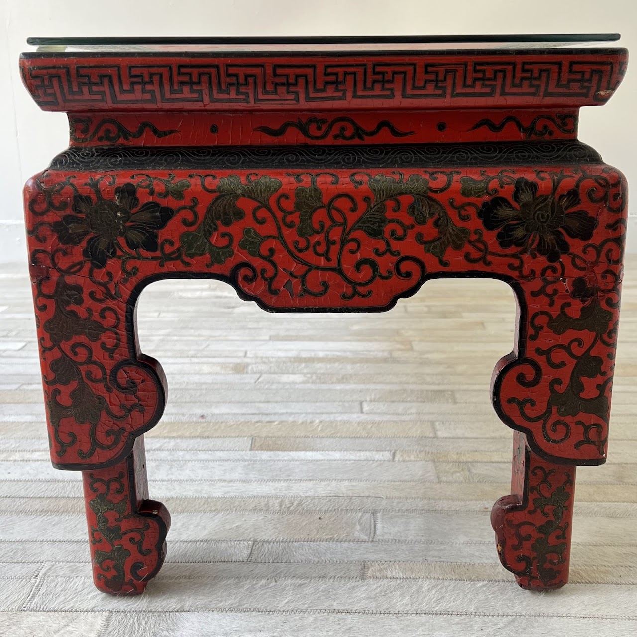 Chinoiserie Lacquered and Hand Painted Vintage Coffee Table