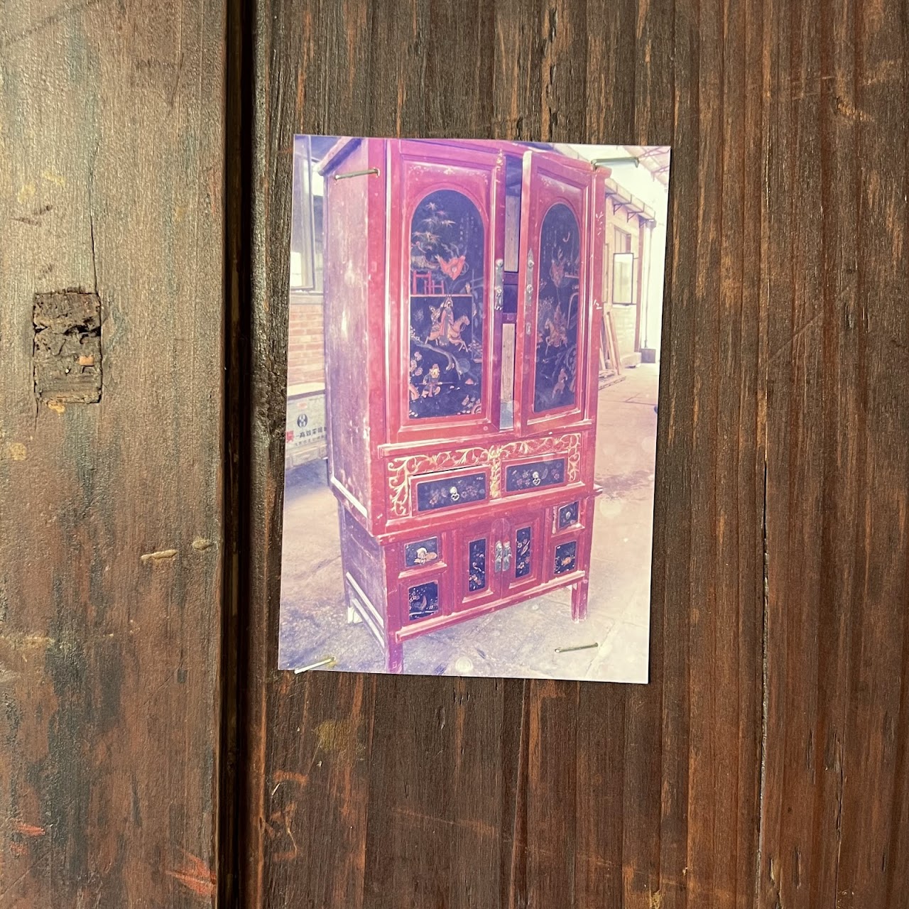 Chinese Lacquered and Hand Painted Vintage Cabinet