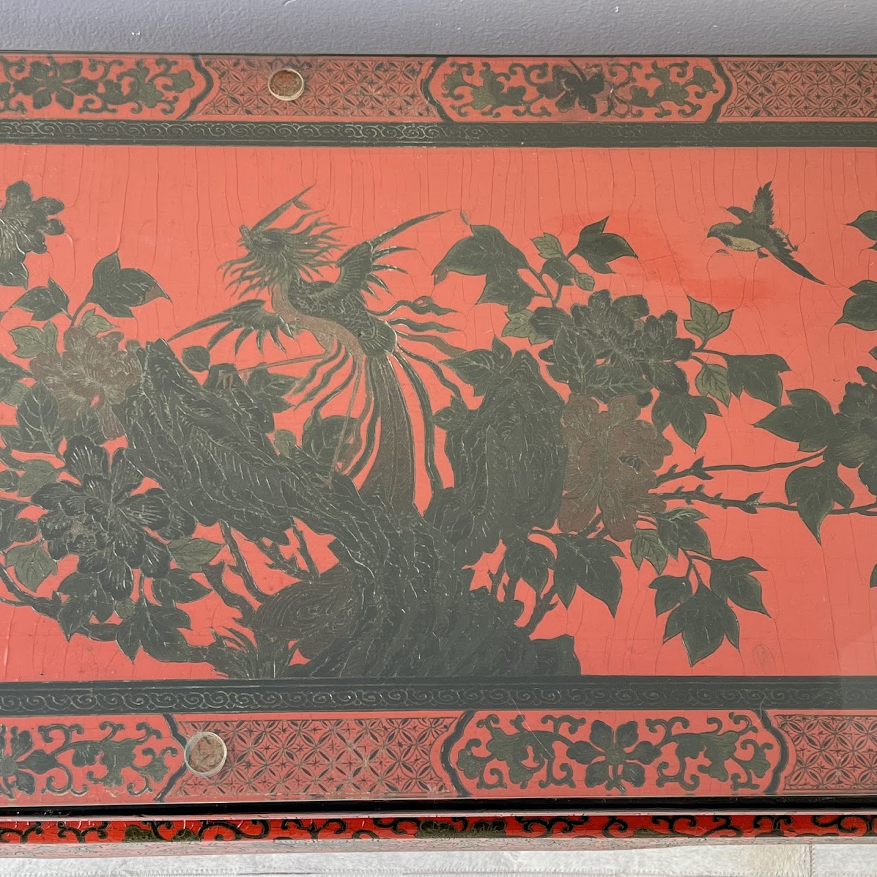 Chinoiserie Lacquered and Hand Painted Vintage Coffee Table