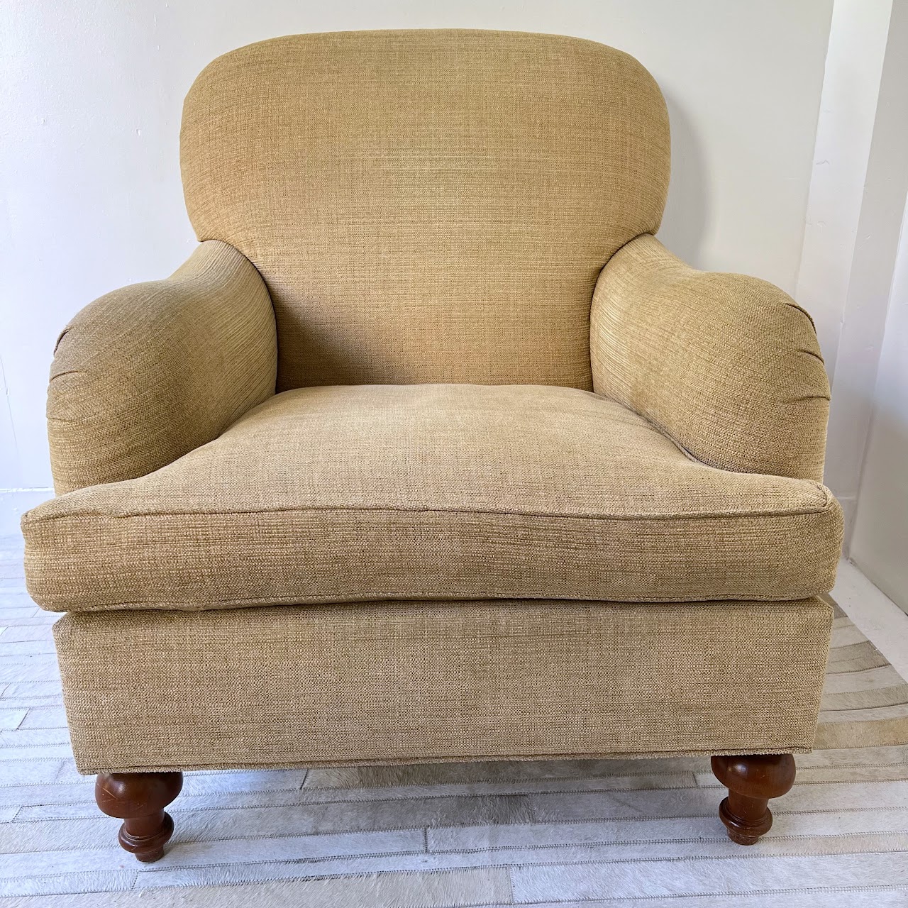 English Roll-Arm Tweed Armchair #1