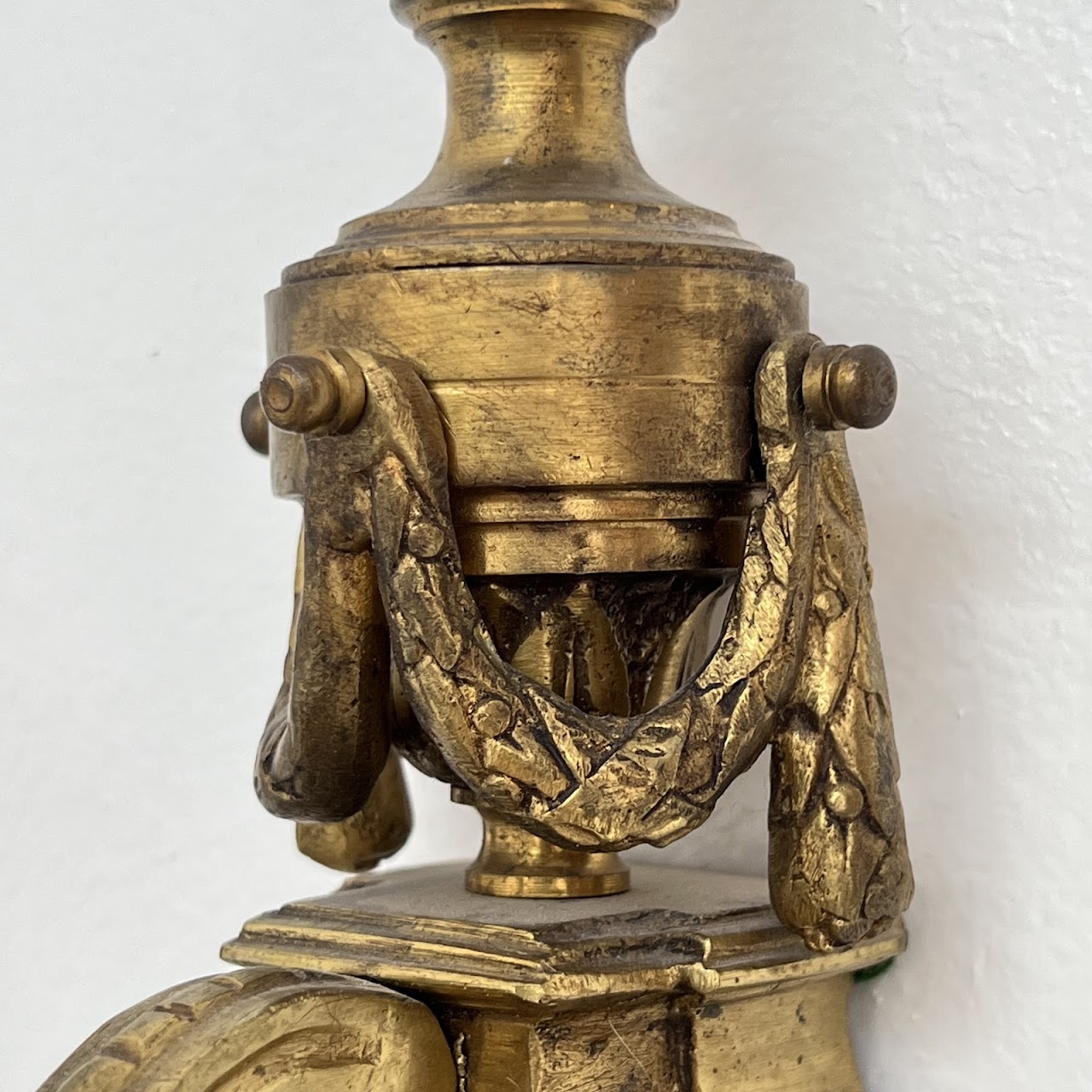 Louis XVI Style Gilt Brass Ram's Head Wall Sconce Pair