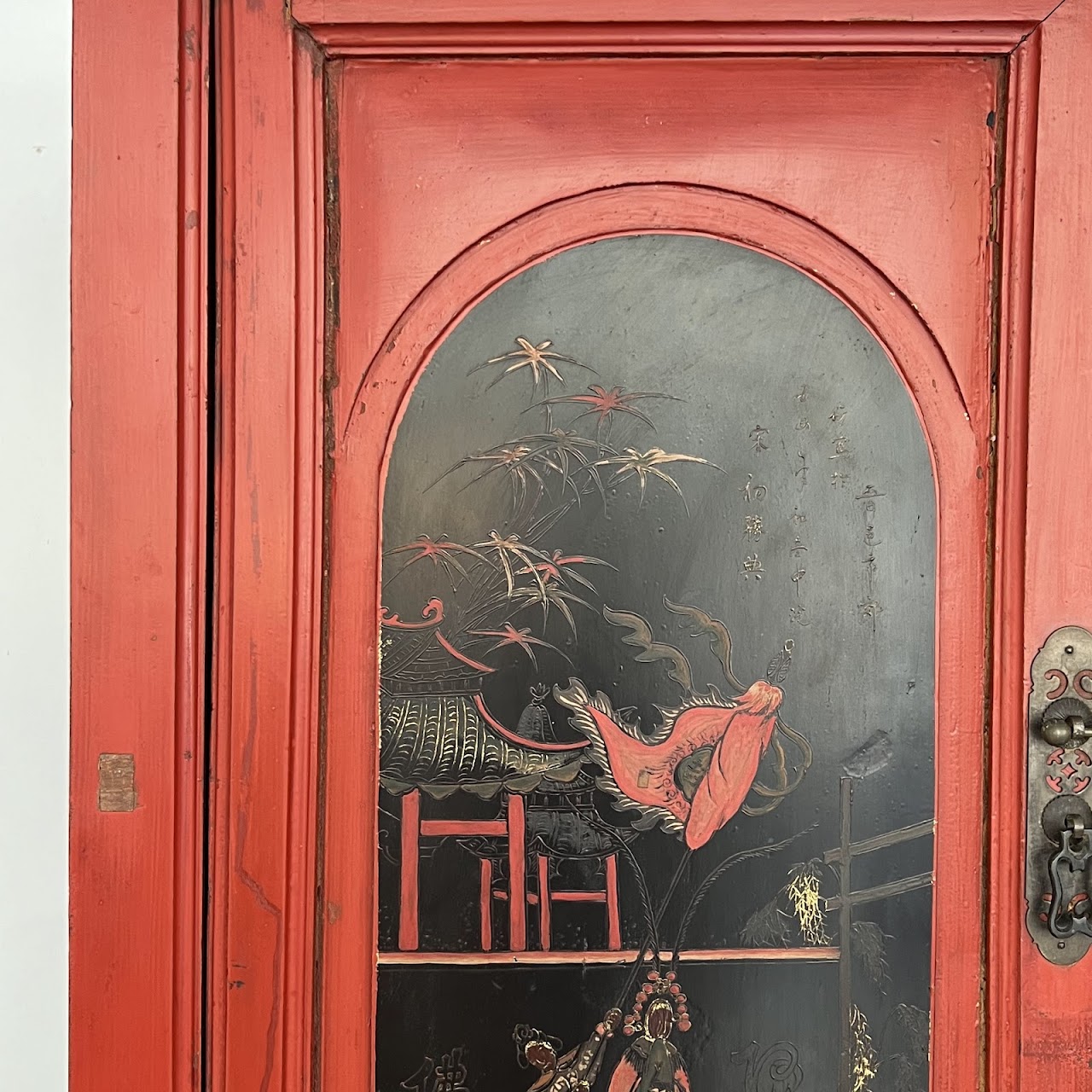 Chinese Lacquered and Hand Painted Vintage Cabinet