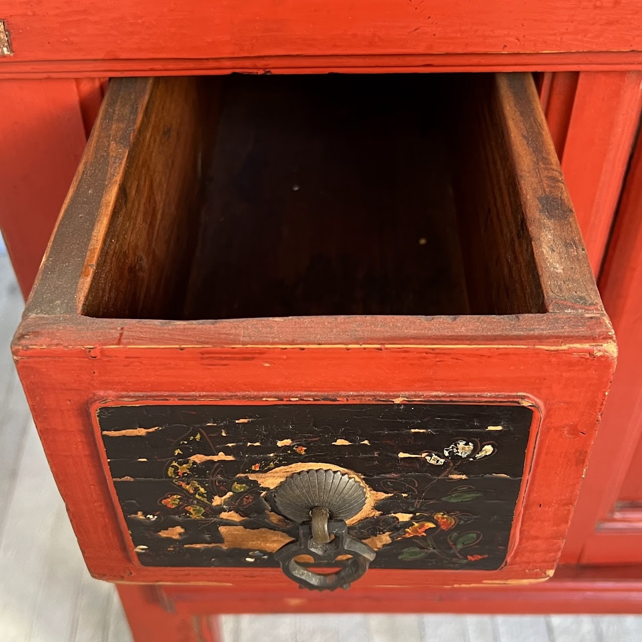 Chinese Lacquered and Hand Painted Vintage Cabinet