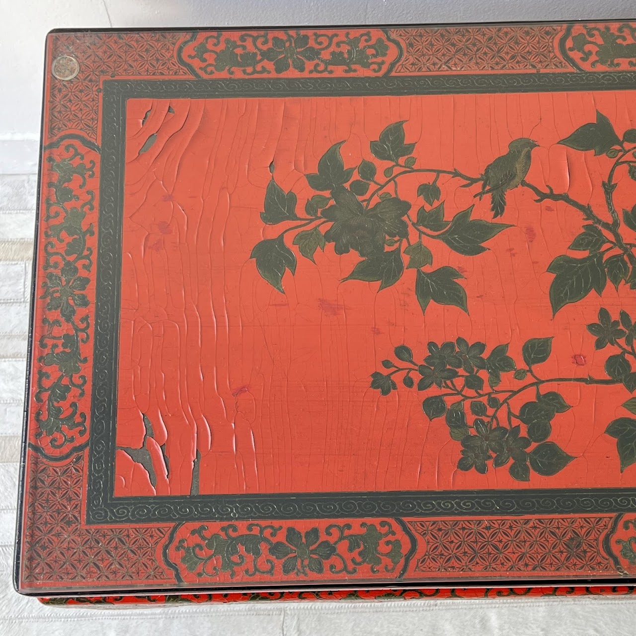 Chinoiserie Lacquered and Hand Painted Vintage Coffee Table