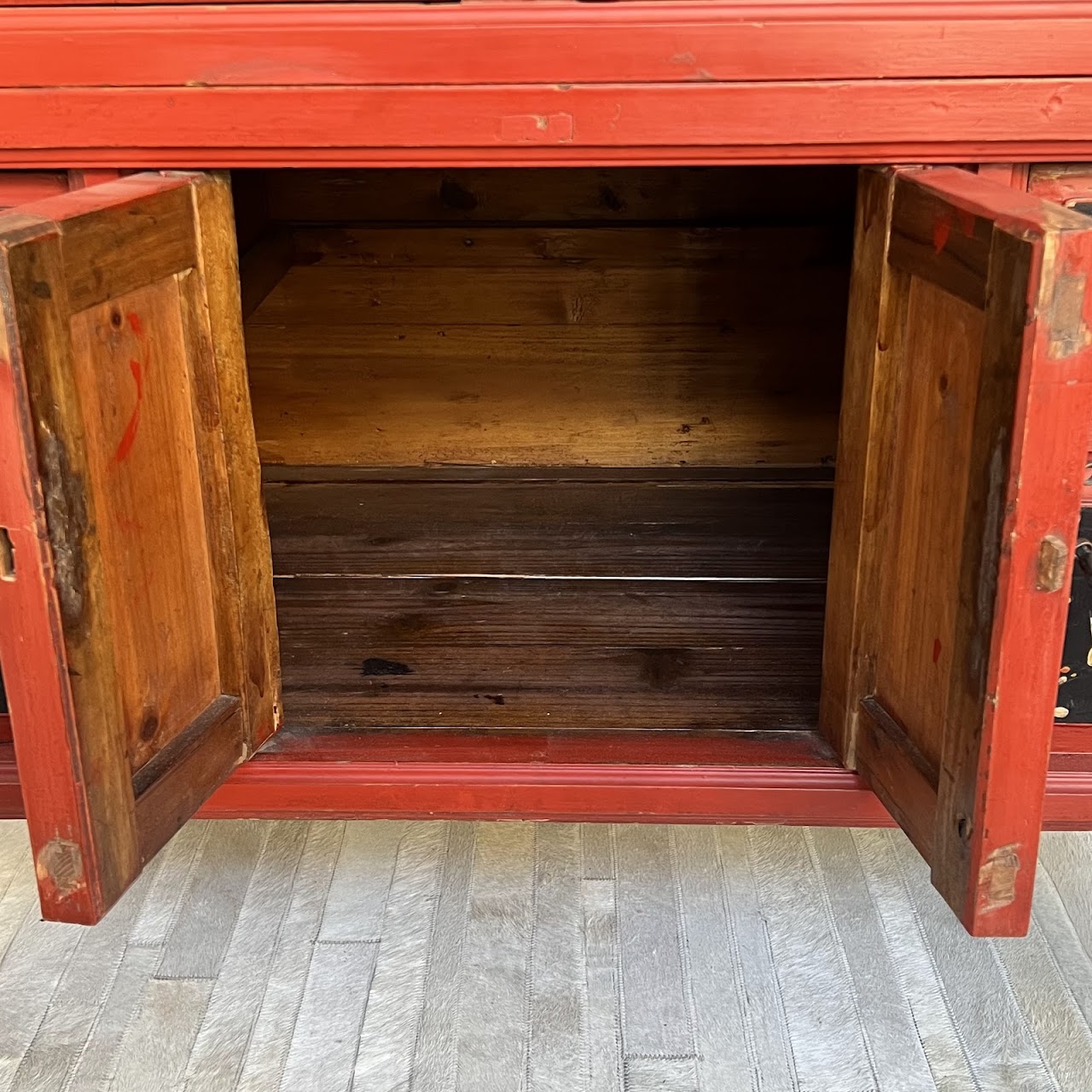 Chinese Lacquered and Hand Painted Vintage Cabinet