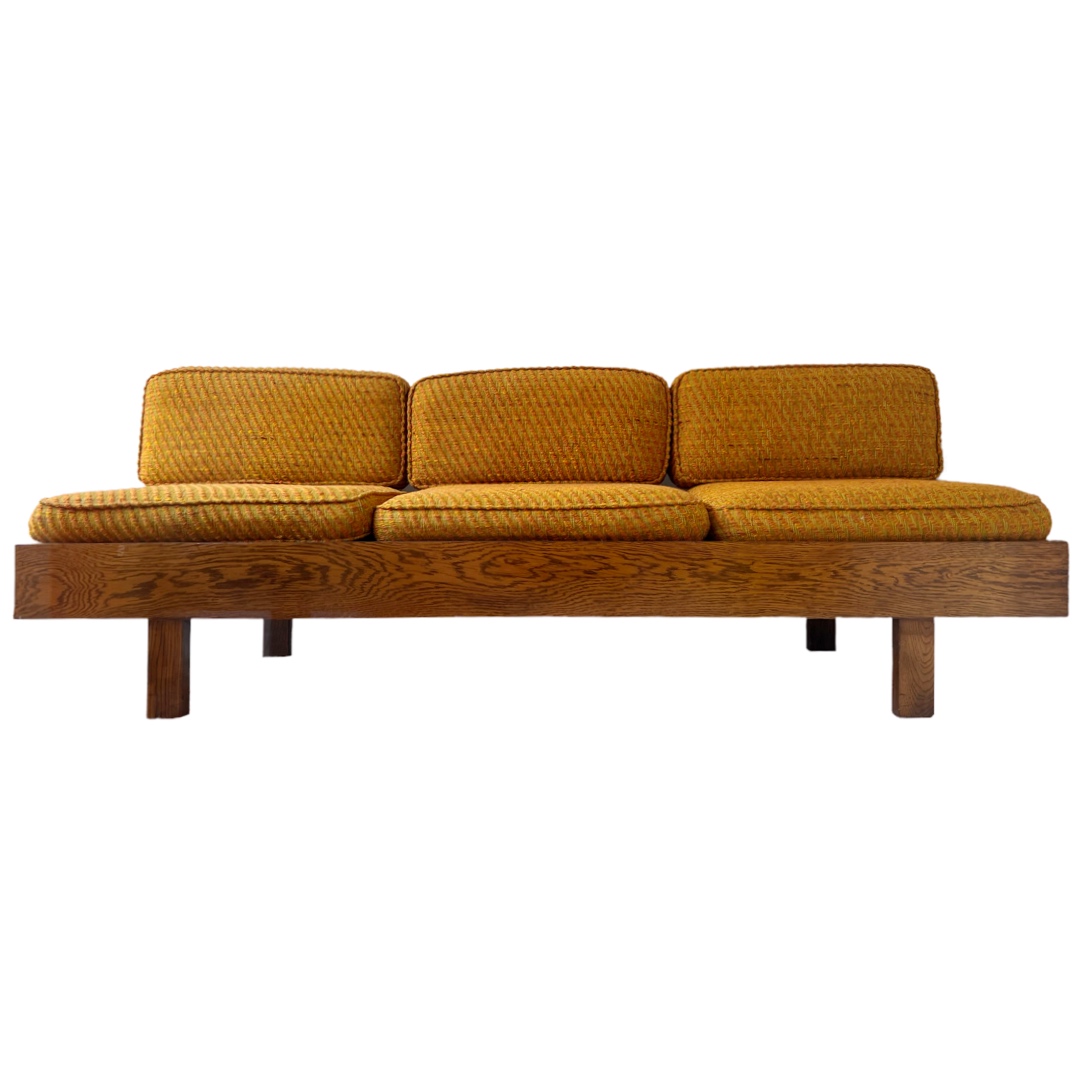 1960s Elm Pierre Chapo Style Bench Sofa