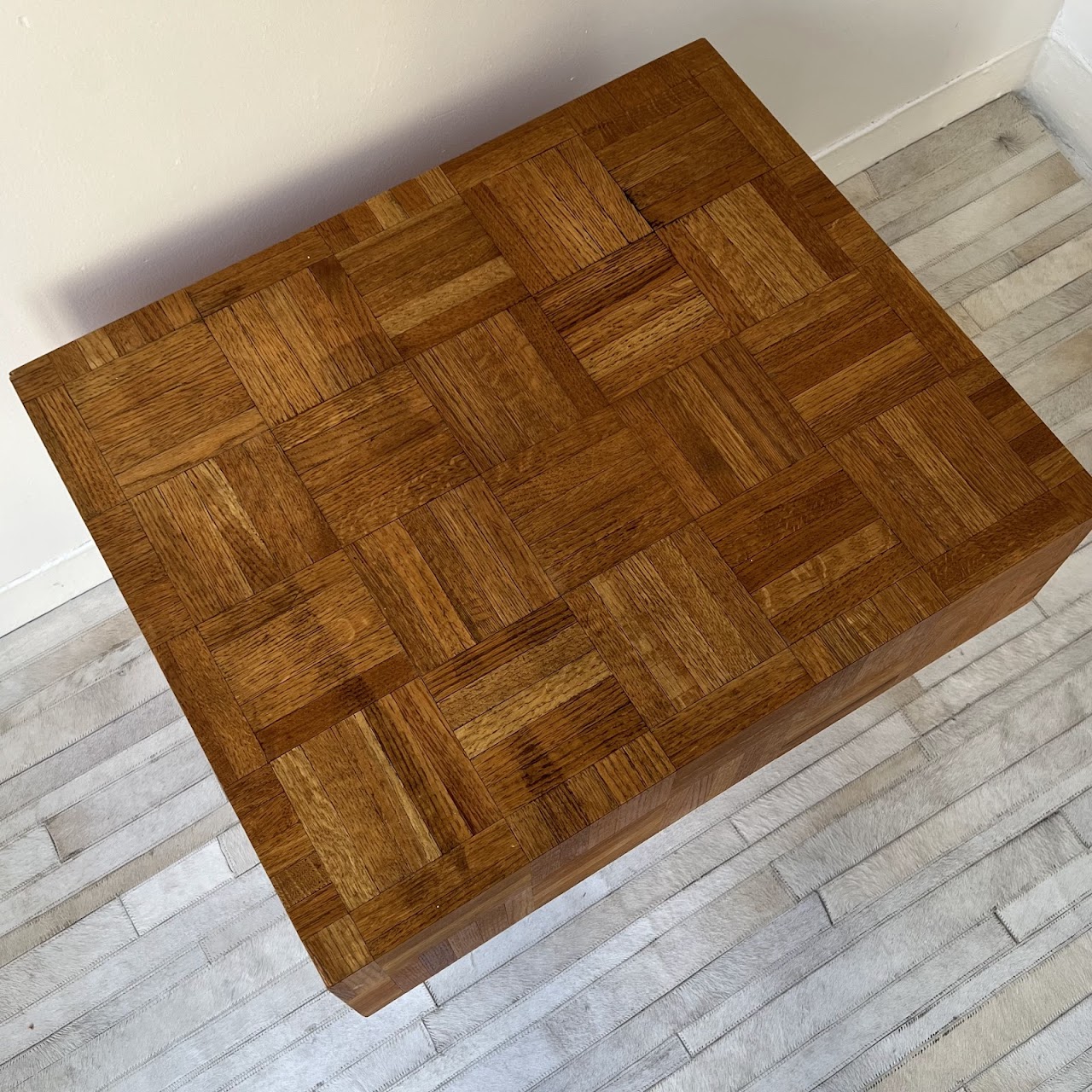 Oak Parquet Square Block Coffee Table