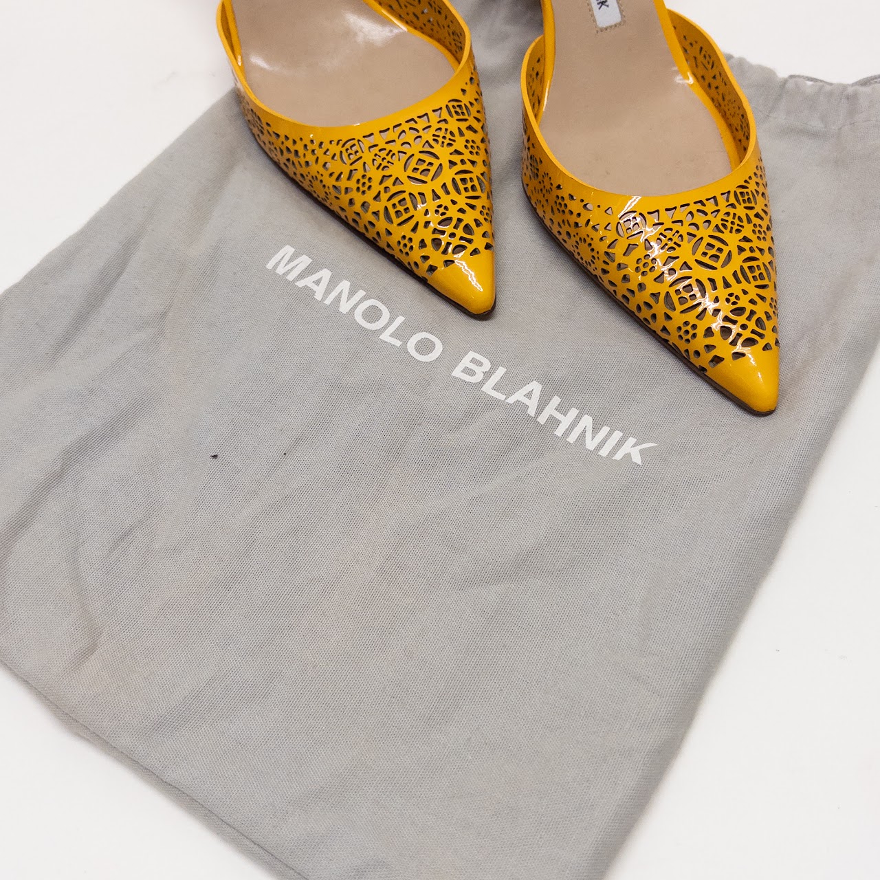 Manolo Blahnik Punched Leather Slingback Pumps