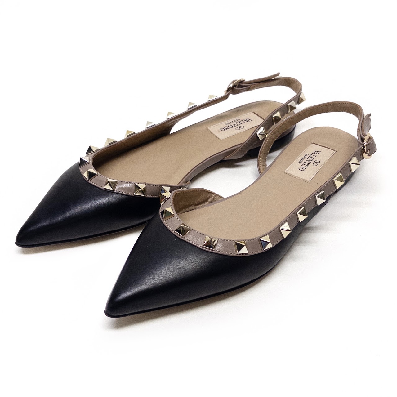 Valentino Garavani New Rockstud Slingback Flats