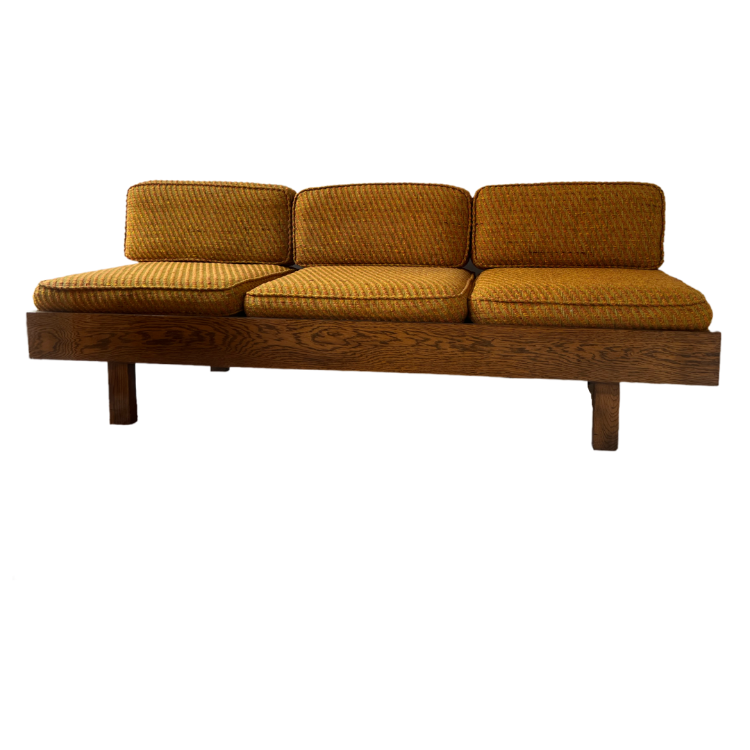 1960s Elm Pierre Chapo Style Bench Sofa