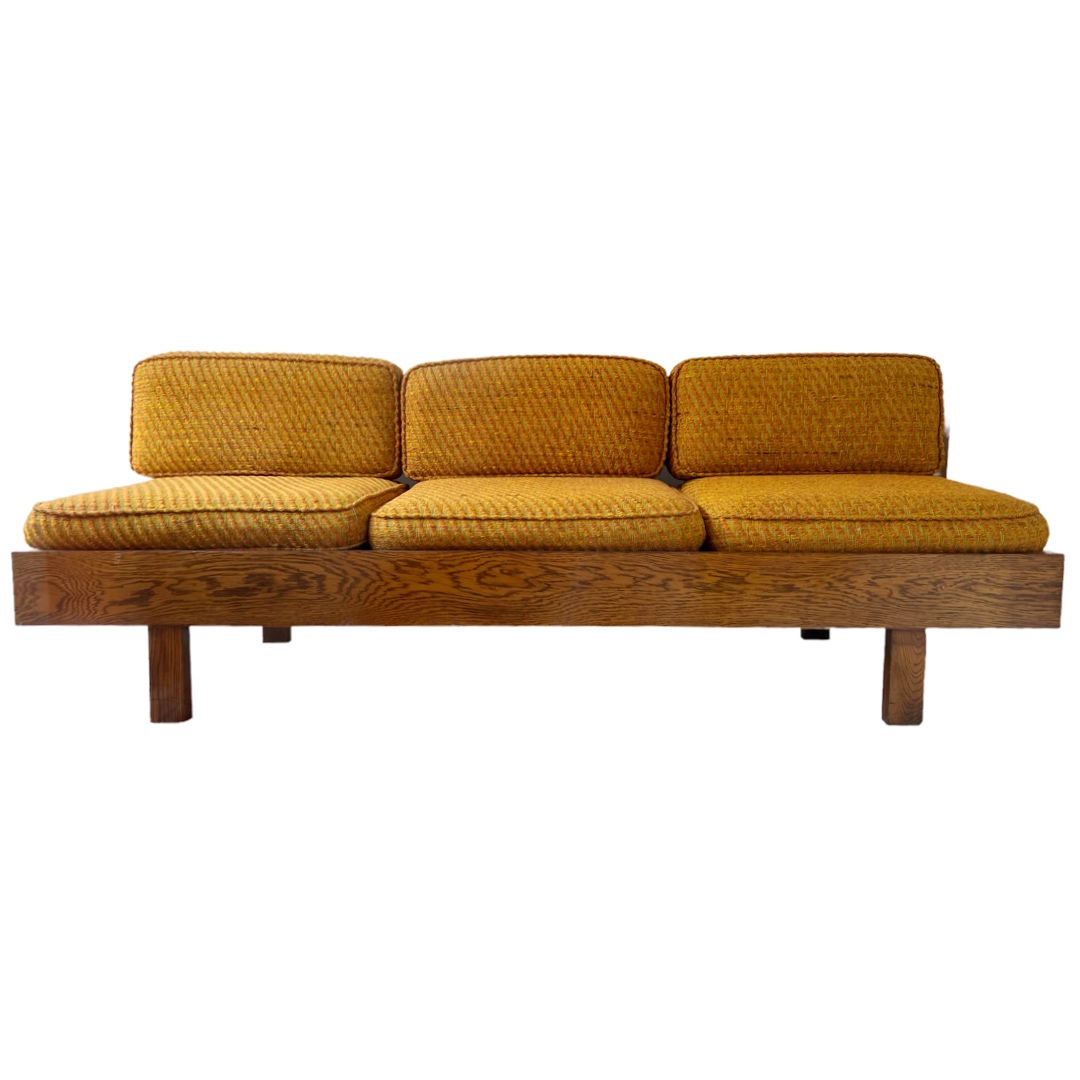 1960s Elm Pierre Chapo Style Bench Sofa