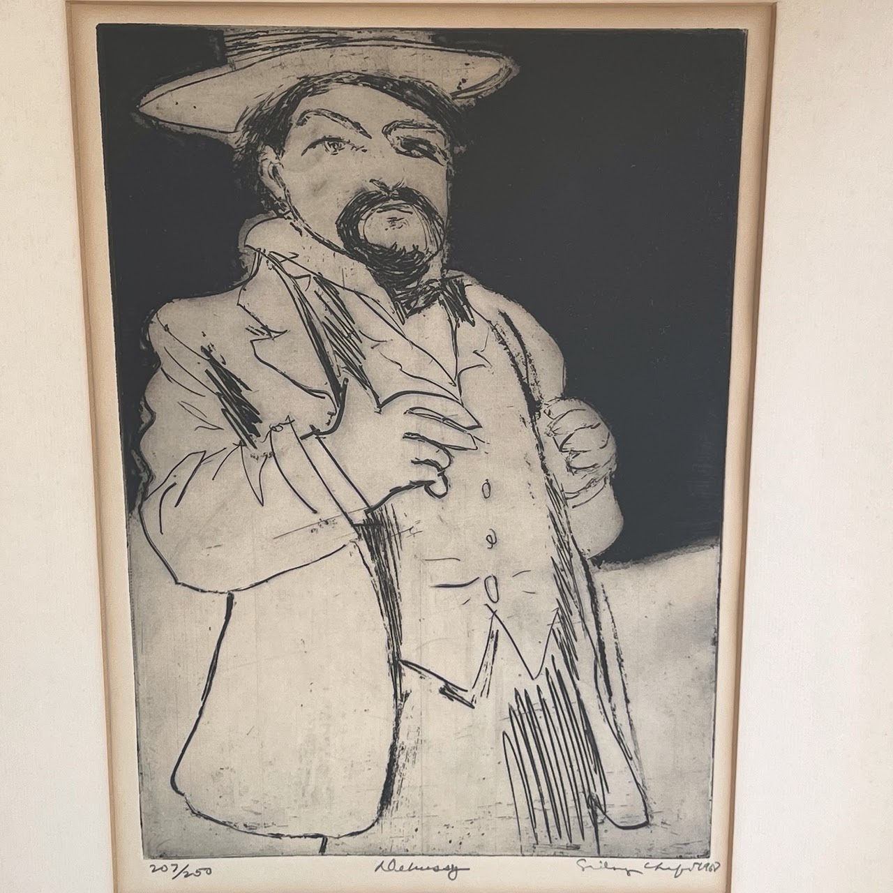 Sidney Chafetz 'Debussy' Signed Portrait Etching