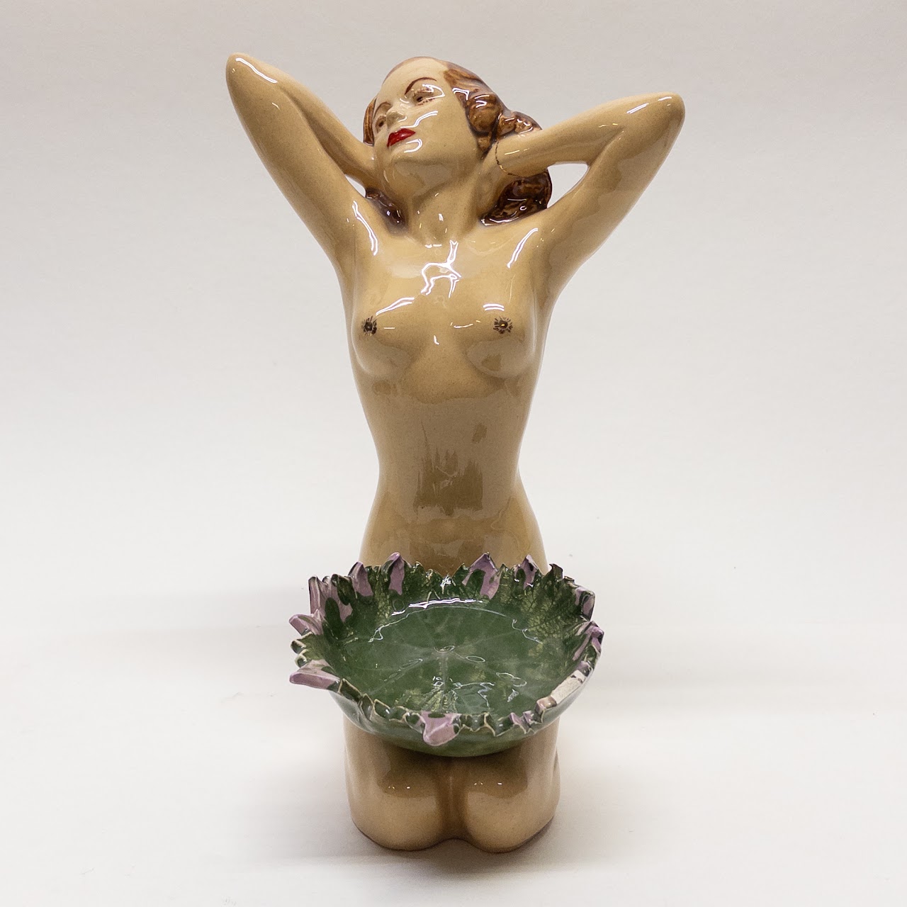 Davies Crafts Nude Figurine with Lily Pad Bowl